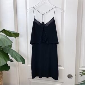 Madewell Silk Little Black Dress Lace Ruffle XS